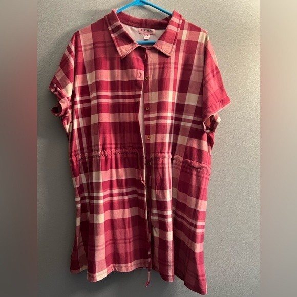 Feathers Maternity 2X Pink Plaid top - Picture 1 of 4